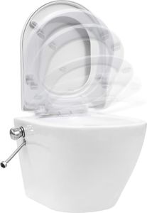Zestaw podtynkowy vidaXL Toaleta bezkołnierzowa ze spłuczką podtynkową biała 8