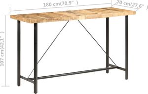 vidaXL Stolik barowy, 180x70x107 cm, surowe drewno mango 7
