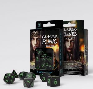 Q-Workshop Komplet Kości Klasyczno Runicznych - Czarno-zielony 2