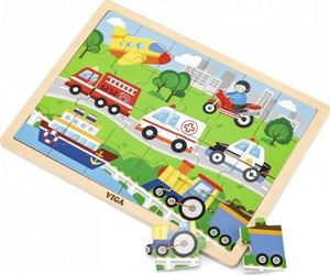 Viga Viga 51462 Puzzle na podkładce 24 elementy - pojazdy w mieście 1