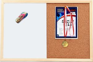 ADELANTE Tablica korkowa suchościeralna magnetyczna 50x70 drewno 3