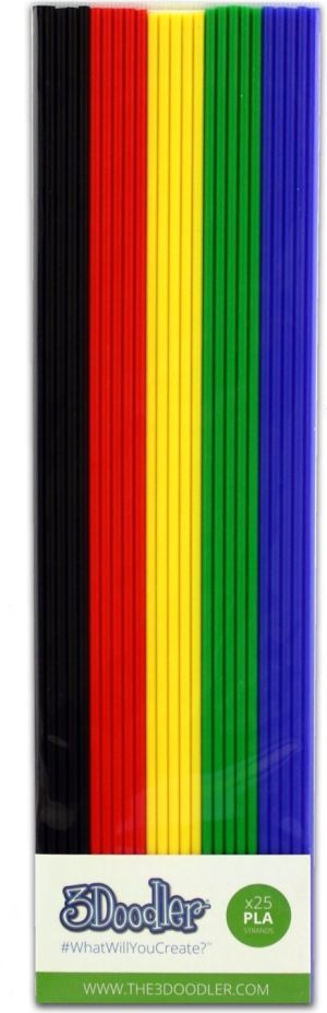 3Doodler Filament PLA - Wkłady zapasowe do długopisu 3Doodler 25 sztuk, 5 kolorów (PL-MIX1) 3
