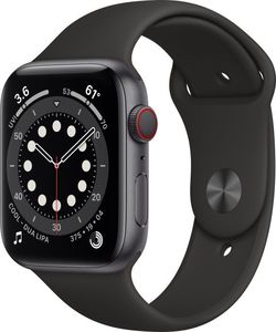 Smartwatch Apple Watch Series 6 GPS + Cellular 44mm Gray Alu Black Sport Czarny  (MG2E3FD/A) 1