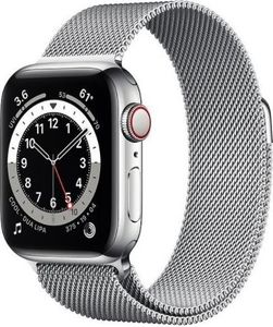 Smartwatch Apple Watch 6 GPS + Cellular 40mm Silver Steel Silver Milanese Srebrny  (M06U3FD/A) 1