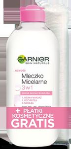 Garnier Mleczko micelarne Skin Naturals 3w1 Cera Sucha i Wrażliwa 400 ml + płatki 1