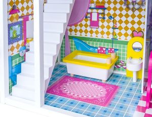 Jokomisiada DUŻY Drewniany domek dla LALEK BARBIE meble (ZA2122) 12