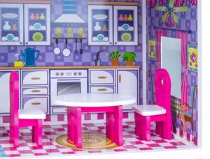 Jokomisiada DUŻY Drewniany domek dla LALEK BARBIE meble (ZA2122) 13