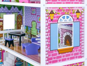 Jokomisiada DUŻY Drewniany domek dla LALEK BARBIE meble (ZA2122) 14