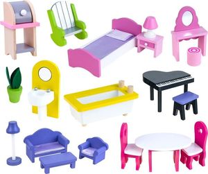 Jokomisiada DUŻY Drewniany domek dla LALEK BARBIE meble (ZA2122) 3