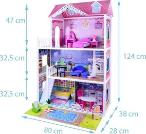 Jokomisiada DUŻY Drewniany domek dla LALEK BARBIE meble (ZA2122) 7