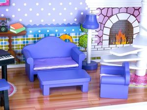 Jokomisiada DUŻY Drewniany domek dla LALEK BARBIE meble (ZA2122) 10