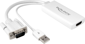 Adapter AV Delock D-Sub (VGA) - HDMI + USB-A biały (62460) 1