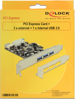 Kontroler Delock PCIe 2.0 x1 - 4x USB 3.0 (89281) 3