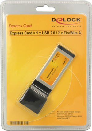 Kontroler Delock ExpressCard / 1x USB 2.0 2x FireWire A (do laptopa) (61389) 3