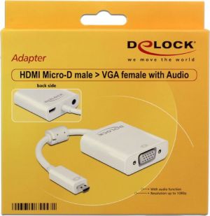 Adapter AV Delock HDMI Micro - D-Sub (VGA) + Jack 3.5mm biały (65557) 3