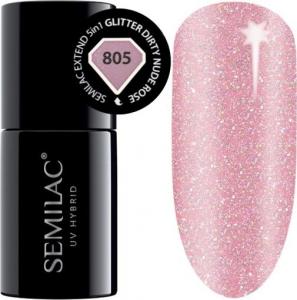 Semilac Semilac Extend 805 Lakier Hybrydowy 5in1 Glitter Dirty Nude Rose uniwersalny 1