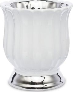 Osłonka ceramiczna 14,5 x 13 x 13 cm (biała ze srebrnym zdobieniem) 1