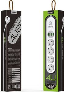 Listwa zasilająca LDNIO przeciwprzepięciowa 4 gniazda 2 m biała (SE4432) 3