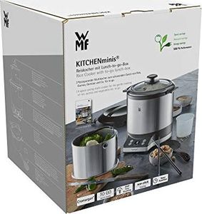 WMF Kuchenka do gotowania ryżu WMF mini (220 W, z pudełkiem na lunch, parowcem, oszczędzająca miejsce, wewnętrzna doniczka z pokrywką na wynos (1,0 l)) cromargan mat 8