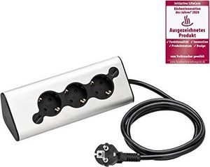 Listwa zasilająca WMF Listwa zasilająca WMF Ambient, multi-plug Pro, 3-drożna wtyczka z 2 USB, wiele gniazd, oświetlenie otoczenia, do kuchni, biura, salonu, gniazdo kątowe 45 , matowa stal nierdzewna 1