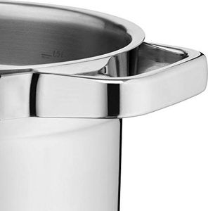 WMF Rondel WMF Compact Cuisine 24 cm, szklana pokrywa, patelnia 4,1 l, polerowana stal nierdzewna Cromargan, wewnętrzne skalowanie, możliwość układania w stosy, garnek indukcyjny, niepowlekany 9