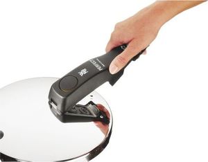 WMF WMF Idealna część zamienna uchwyt pokrywy części zamiennych, kompletny do pokrywy szybkowaru 3,0 l 4,5 l, 6,5 l 8,5 l, szybkowar 22 cm, plastik, czarny 3