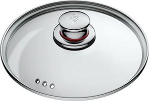 WMF Quality Jeden zestaw garnków, 5 sztuk, polerowana stal nierdzewna Cromargan, garnki ze szklaną pokrywą, garnki indukcyjne, garnek indukcyjny, otwór parowy, niepowlekany 10