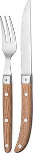 WMF WMF Ranch 12-częściowe sztućce do steków, dla osób 6, widelec do steków, nóż do steków, kuta specjalna stal ostrza, matowa stal nierdzewna Cromargan, olejowane drewno dębowe 2