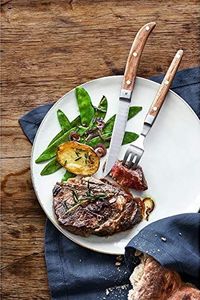 WMF WMF Ranch 12-częściowe sztućce do steków, dla osób 6, widelec do steków, nóż do steków, kuta specjalna stal ostrza, matowa stal nierdzewna Cromargan, olejowane drewno dębowe 4