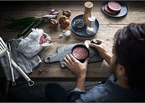 WMF WMF prasa do burgerów ze stali nierdzewnej 12,5 cm, prasa do pasztecików do równych pasztecików na pyszne hamburgery, cheeseburgery, wegańska prasa do burgerów, prasa do warzyw 4