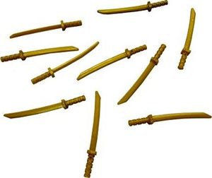 LEGO LEGO NINJAGO - 10 szt. złota katana (miecze, szable) dla MiniFigurka ninja i samurajów 1