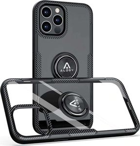 Alogy Etui Alogy Ring Holder Armor do Apple iPhone 12 Pro Max czarne + Szkło Alogy uniwersalny 1