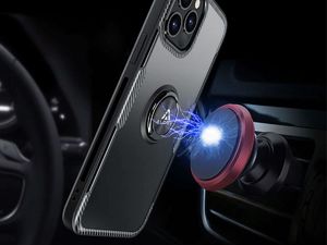 Alogy Etui Alogy Ring Holder Armor do Apple iPhone 12 Pro Max czarne + Szkło Alogy uniwersalny 5