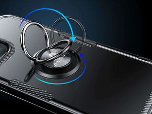 Alogy Etui Alogy Ring Holder Clear Armor do Apple iPhone 12 mini 5.4 czarne + Szkło Alogy uniwersalny 5