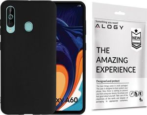 Alogy Etui silikonowe Alogy slim case do Samsung Galaxy A60 czarne + Szkło Alogy uniwersalny 3