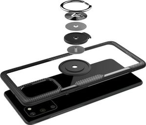 Alogy Etui Alogy Ring Holder Clear Armor do Samsung Galaxy S20 czarne + Szkło Alogy Full uniwersalny 7