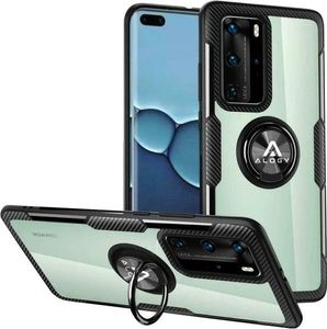 Alogy Etui Alogy Ring Holder Clear Armor do Huawei P40 Pro czarne + Szkło Alogy Full uniwersalny 6