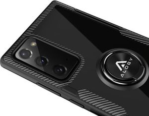 Alogy Etui Alogy Ring Holder Clear Armor do Samsung Galaxy Note 20 czarne + Szkło 3mk uniwersalny 4