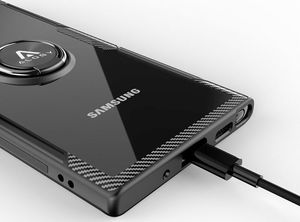 Alogy Etui Alogy Ring Holder Clear Armor do Samsung Galaxy Note 20 czarne + Szkło 3mk uniwersalny 6