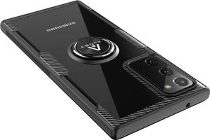 Alogy Etui Alogy Ring Holder Clear Armor do Samsung Galaxy Note 20 czarne + Szkło 3mk uniwersalny 9