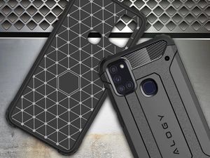 Alogy Etui Alogy Hard Armor do Samsung Galaxy A21s szare + Szkło 3mk uniwersalny 5