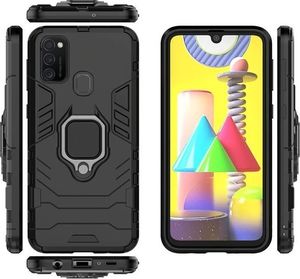 Alogy Etui Alogy Stand Ring Armor do Samsung Galaxy M21 czarne + Szkło 3mk uniwersalny 3
