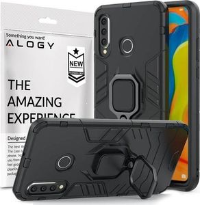 Alogy Etui Alogy Stand Ring Armor do Huawei P30 Lite czarne + Szkło Alogy cały ekran uniwersalny 12