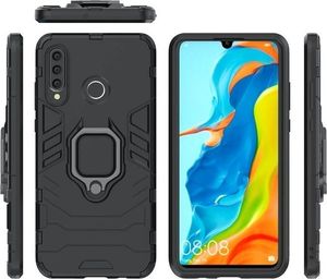 Alogy Etui Alogy Stand Ring Armor do Huawei P30 Lite czarne + Szkło Alogy cały ekran uniwersalny 4