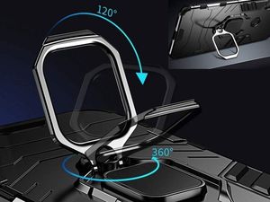 Alogy Etui Alogy Stand Ring Armor do Huawei P30 Lite czarne + Szkło Alogy cały ekran uniwersalny 5