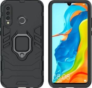 Alogy Etui Alogy Stand Ring Armor do Huawei P30 Lite czarne + Szkło Alogy cały ekran uniwersalny 7