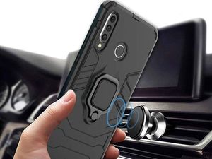 Alogy Etui Alogy Stand Ring Armor do Huawei P30 Lite czarne + Szkło Alogy cały ekran uniwersalny 9