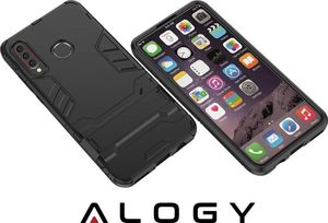Alogy Etui Alogy Stand Armor do Huawei P30 Lite czarne + Szkło Alogy cały ekran uniwersalny 5