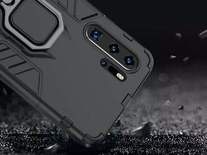 Alogy Etui Alogy Stand Ring Armor do Huawei P30 Pro czarne + Szkło Alogy cały ekran uniwersalny 6