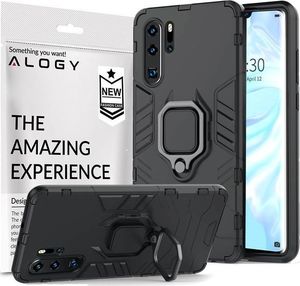 Alogy Etui Alogy Stand Ring Armor do Huawei P30 Pro czarne + Szkło Alogy cały ekran uniwersalny 7